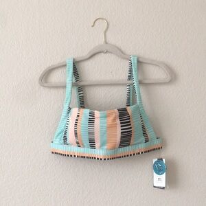 Rip Curl Mint Striped Bikini Top with Coral Accents